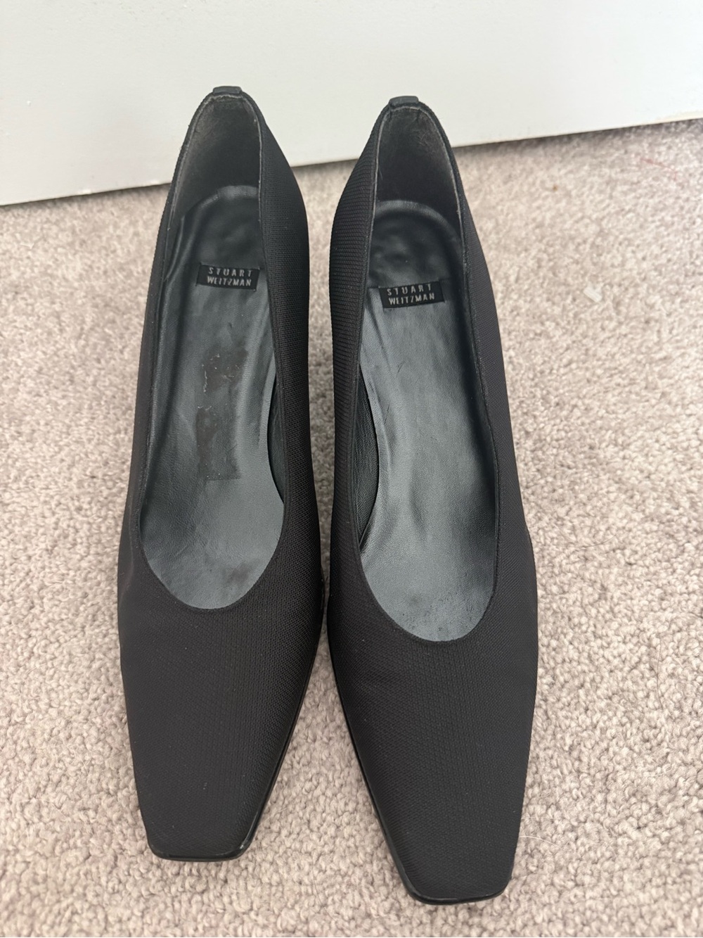 Stuart Weitzman Black Textile Square-Toe Pump - Picture 6 of 7